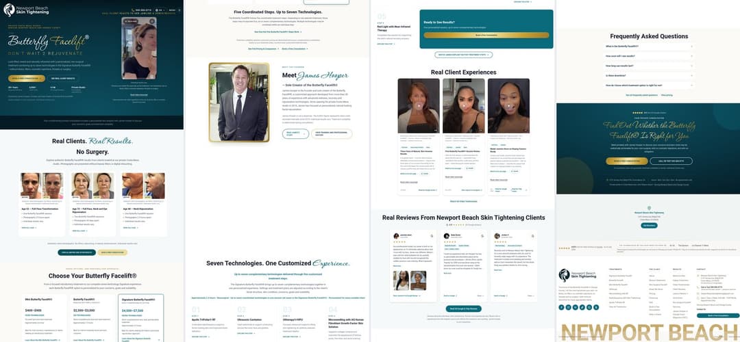 The entire homepage, shown as four columns